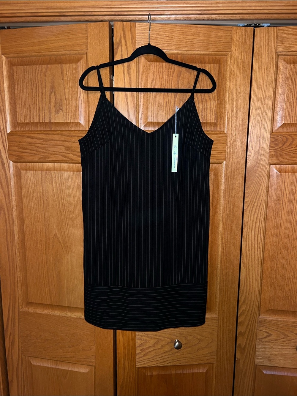 She + Sky Black Pinstripe Mini Dress